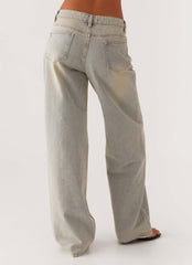 Jeans de mezclilla Keanna de tiro bajo - Vintage