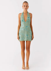 Minivestido Monet con abalorios - Menta