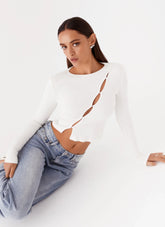 Top Cassius de manga larga - Color marfil