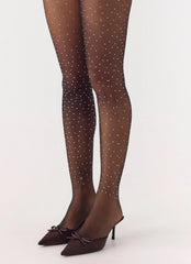 Medias Frosted Kisses Diamonte de 12 deniers – Negro con brillo plateado