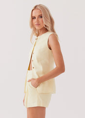 Shorts de Linho Born For Bordeaux - Lemon