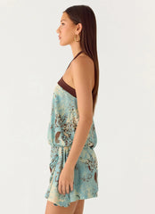 Minivestido Halter Switch Up - Aqua Blur