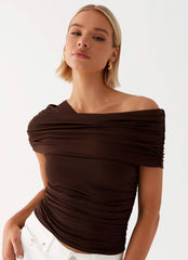 Top sin hombros Gabbie - Chocolate