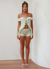 Top de punto Bowen con hombros descubiertos - Menta