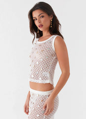 Top sin mangas Whitehaven Shell - Blanco