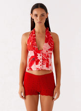 Lets Pretend Halterneck Top - Sicily Sunsets Print