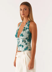 Top tipo halter "Hagamos de cuenta" - Estampado floral Cloud Nine