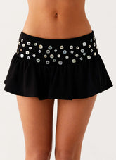 Minifalda-pantalón de talle bajo Vegas Nights - Negra