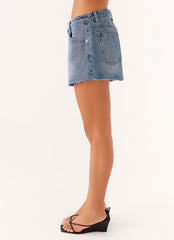 Shorts de mezclilla de talle bajo Davie - Azul
