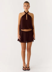 Minifalda Everywhere I Go - Chocolate