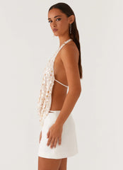 Top halter de cuello vuelto Brixton Pearl - Perla