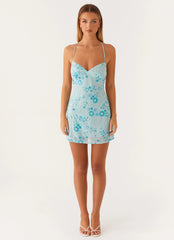 Minivestido con tirantes y lentejuelas Vietta - Azul