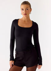 Top Kiely de manga larga - Negro