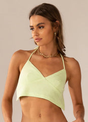Top corto halter Terry de agua más cálida - Verde lima