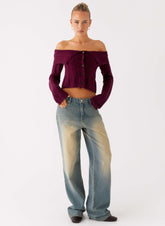 Jeans de mezclilla de pierna recta San Diego - Lavado azul