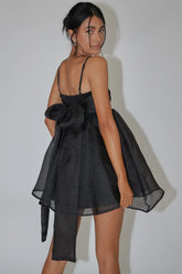 Vestido mini babydoll Diaz con lazo en la espalda - Negro
