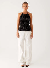 Top halter Sergio - Lunares negros