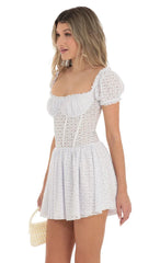 Vestido de Corpetes com Mangas Bufantes Branco