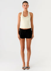 Top corto Scarla con cuello halter - Amarillo