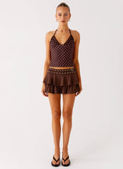 Minifalda-short con cinturón Prologue - Chocolate