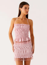 Top halter con abalorios Shari - Rosa