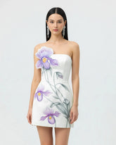 Slipper Orchid Appliqu�� Mini Dress - White