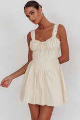Minivestido Florabella Corset com Laço Creme