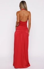 Vestido Longo Frente Única Know Your Power Vermelho Escuro