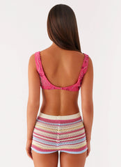 Top corto de lentejuelas Mercer - Fucsia