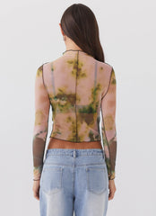 Top de manga larga de malla Neon Serenade - Rainforest