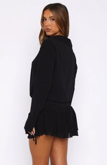 Vestido Curto Manga Longa Can't Get Me Preto