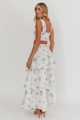 Saia longa em camadas Dixon floral bege