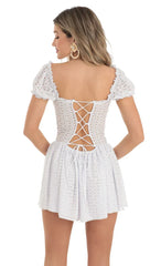 Vestido de Corpetes com Mangas Bufantes Branco