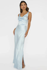 Vestido maxi Sitara atado en la espalda azul