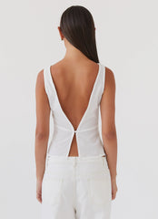 Top de lino Nori - Blanco