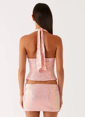 Minifalda de punto con lentejuelas Been That Girl - Rosa iridiscente