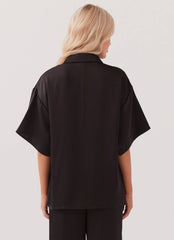 Camisa de satén Palm Cove - Negra