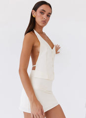 Top de chaleco Sarah Halterneck - Marfil