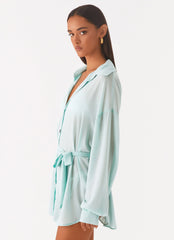 Camisa de chifón extragrande Miley - Azul pálido