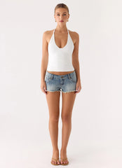 Top corto con cuello halter - Blanco