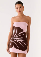 Minivestido de punto sin tirantes Kader - Espresso Meadow