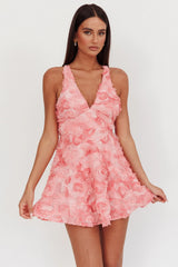 Minivestido Lavalle cruzado con adornos rosa