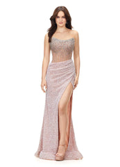 Vestido de noche de fiesta Ashley Lauren 11238 con corsé, bustier y falda cruzada