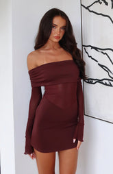 Vestido Curto Manga Longa Own Your Story Borgonha