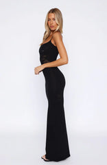 Vestido maxi de punto Deep Love - Negro
