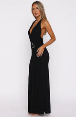 Vestido largo halter "Too Hot For You" negro