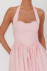 Vestido largo con cuello halter Get My Attention rosa