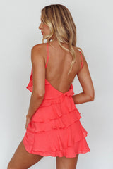 Vestido mini con volantes escalonados Arrabel Sandía