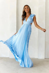 Belleza De Su Vestido Maxi De Satén Azul