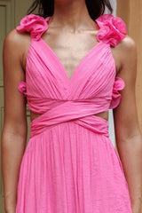 Vestido Madara Laced Back con volantes, Rosa intenso